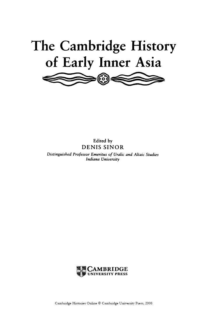 The Cambridge History of Early Inner Asia